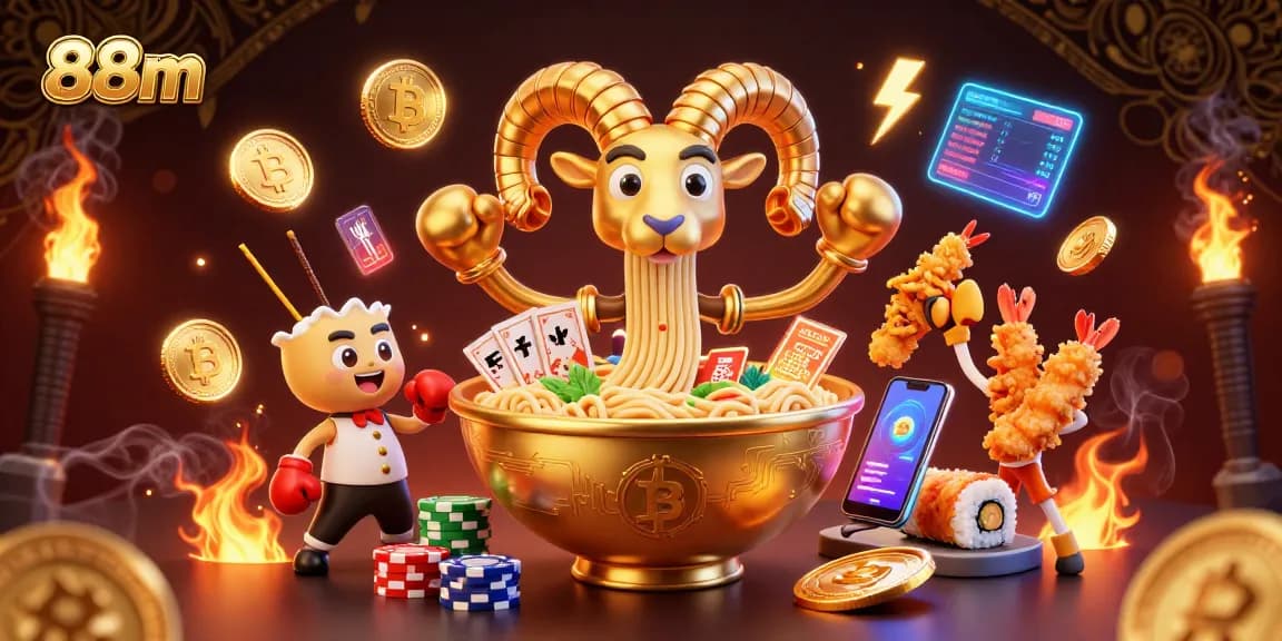 Engage in exciting gameplay with 88m as golden ramen card dealer and crypto elements enhance the experience.