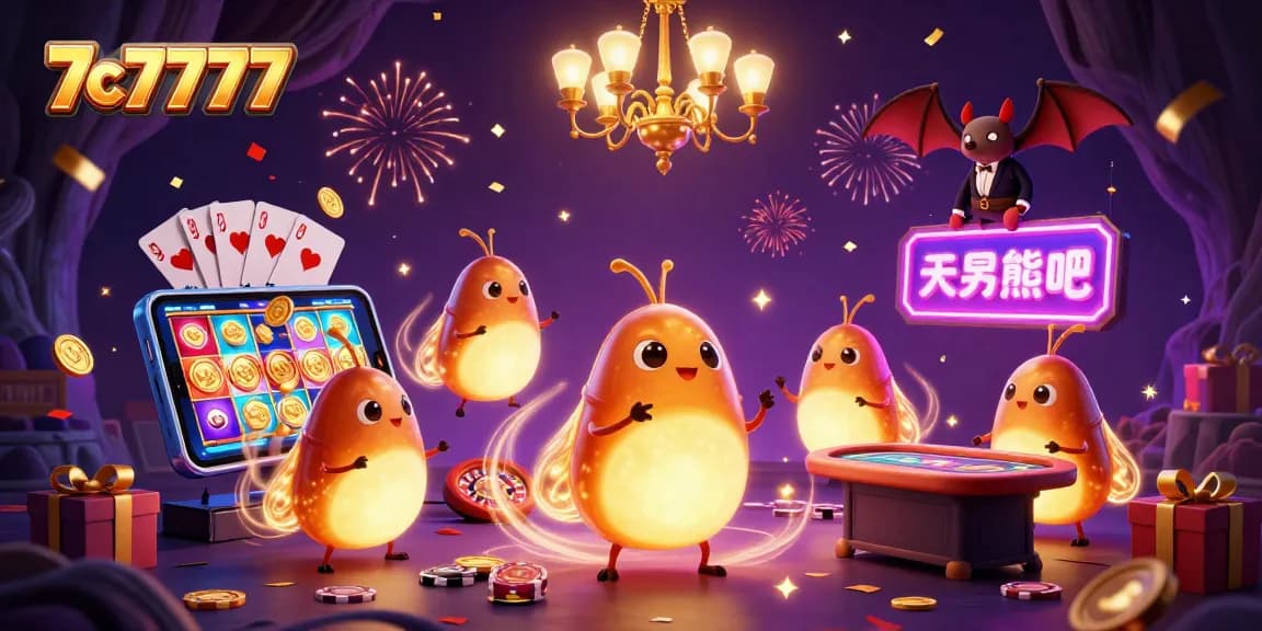 Spin the reels and win at 7c7777's vibrant casino, illuminated by bioluminescent glowworms.
