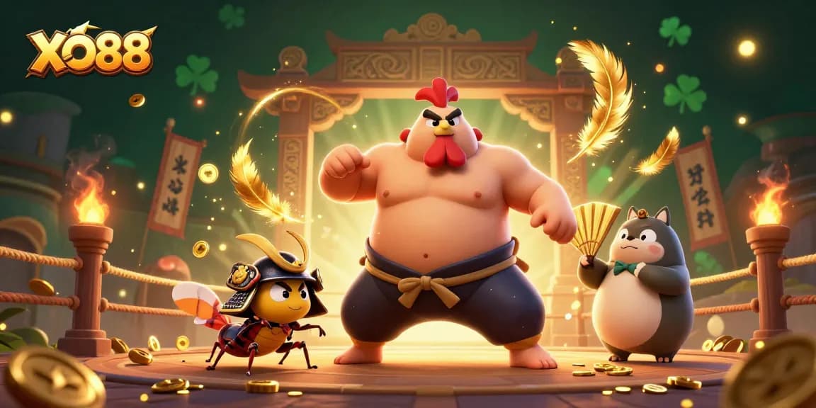Win big with XO88 in this vibrant 3D casino scene featuring fierce fighters!