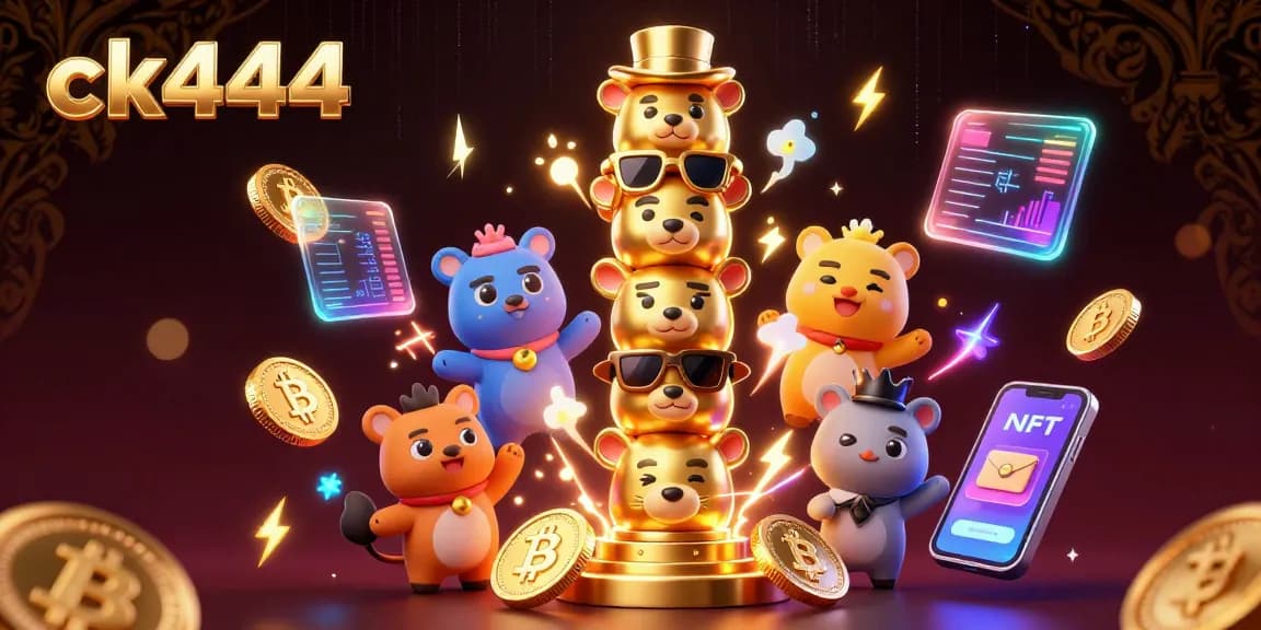 Engage with ck444 at a vibrant online casino adventure filled with animated totems and crypto elements.