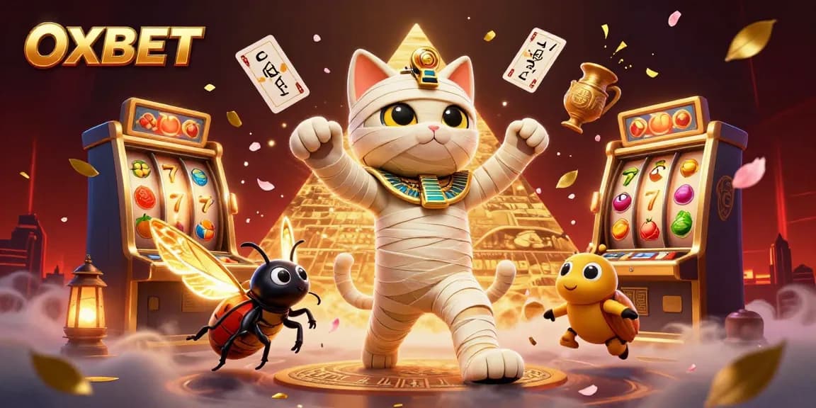 Experience exciting jackpots with OXBET's captivating pyramid casino scene featuring unique characters and rich elements.