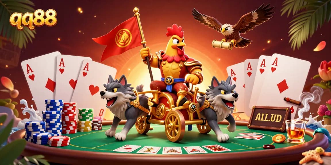 Engage in thrilling qq88 adventures with a dynamic 3D casino scene packed with poker action.