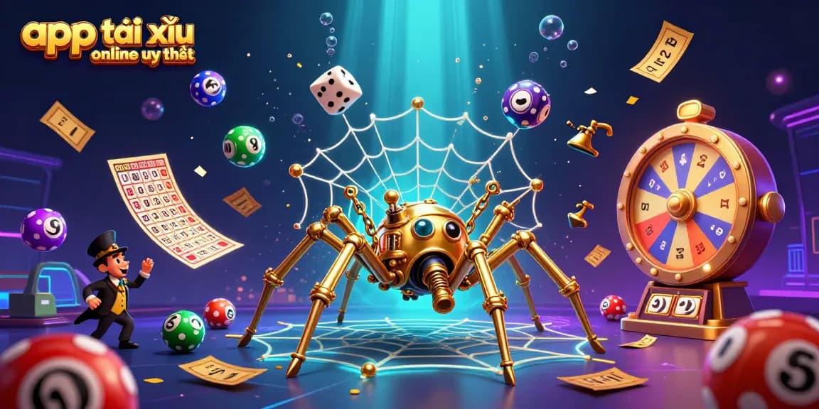 Catch winning opportunities with app tài xỉu online uy tín, featuring vibrant lottery elements in an enchanting casino scene.