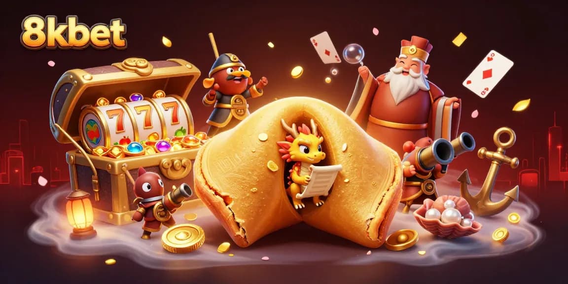 Engage in thrilling gameplay with 8kbet: a golden fortune cookie scene of luck and fortune.