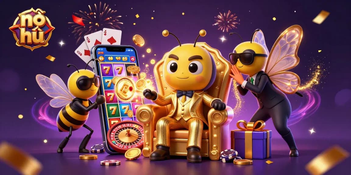 Experience the thrill of nổ hũ with a stylish bee mob boss surrounded by excitement and winning elements!