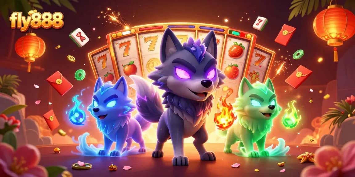 Win big with fly888's thrilling slot games, featuring vibrant characters and magical elements.