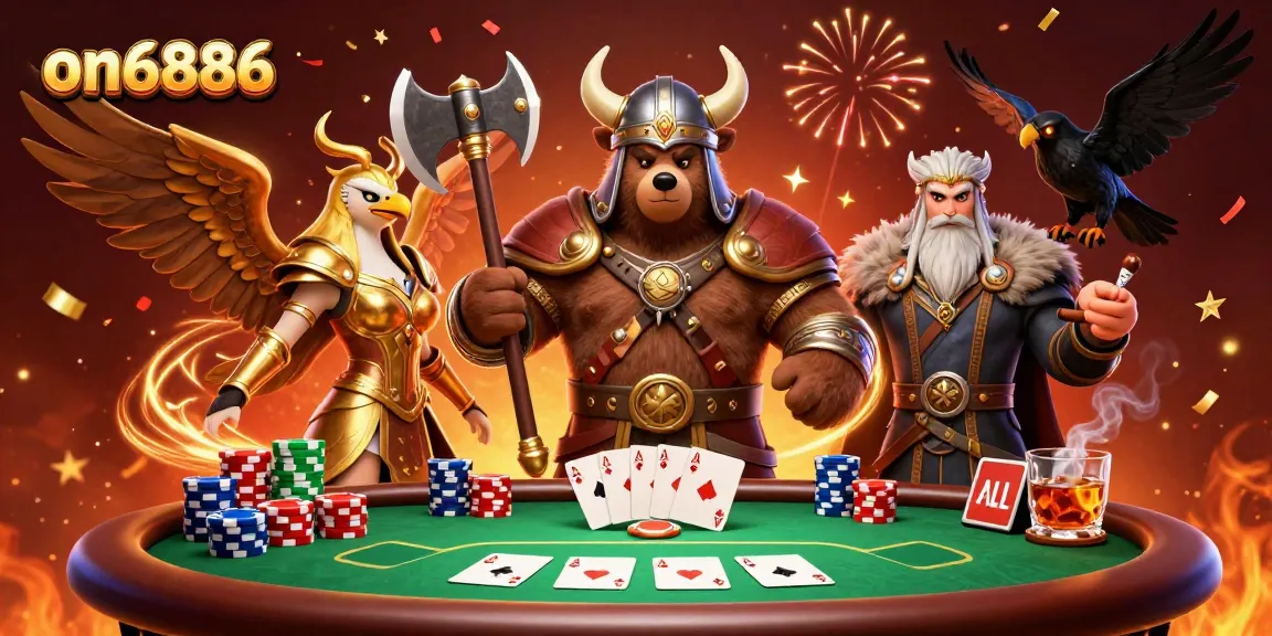 Engage with thrilling poker action at on6886 featuring 3D Viking and Valkyrie characters.