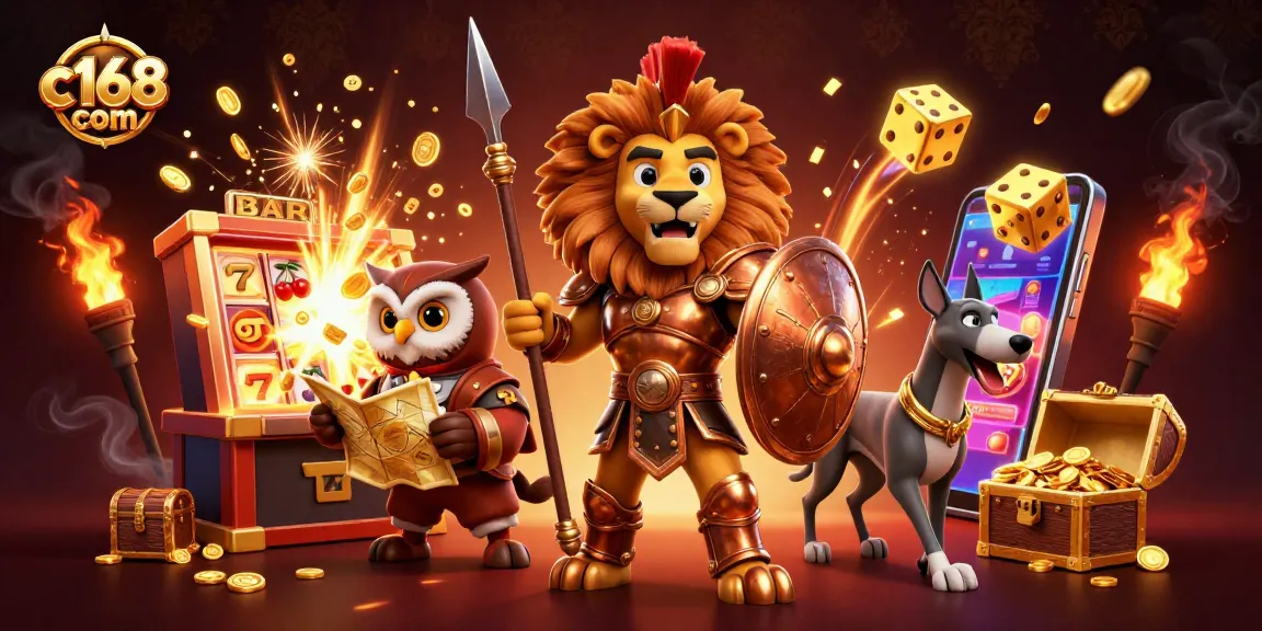 Experience excitement and wins at c168 com with our vibrant 3D casino illustration!