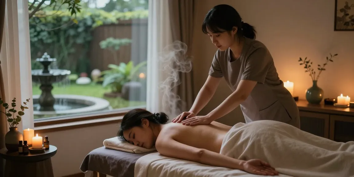 Indulging in 안양출장마사지 therapy in a serene spa setting.
