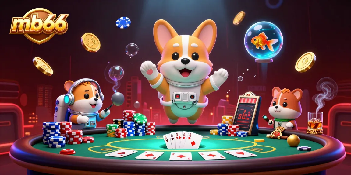 Experience the thrill of gaming with mb66 in a vibrant zero-gravity casino scene.