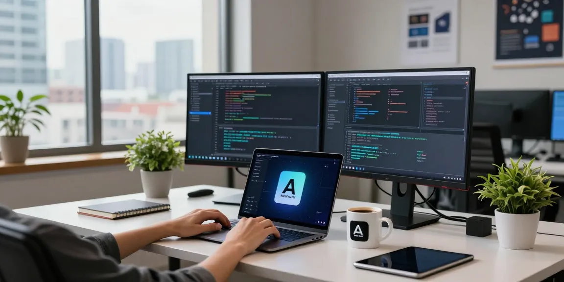 AI assistant used in a modern tech workspace, showcasing productivity and innovation.