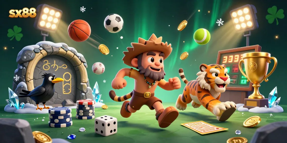 SX88 provides dynamic gambling excitement with 3D characters enjoying a casino filled with sports betting elements.