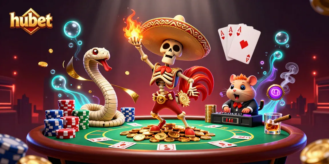 hubet players enjoy vibrant casino scenes featuring animated characters and poker elements