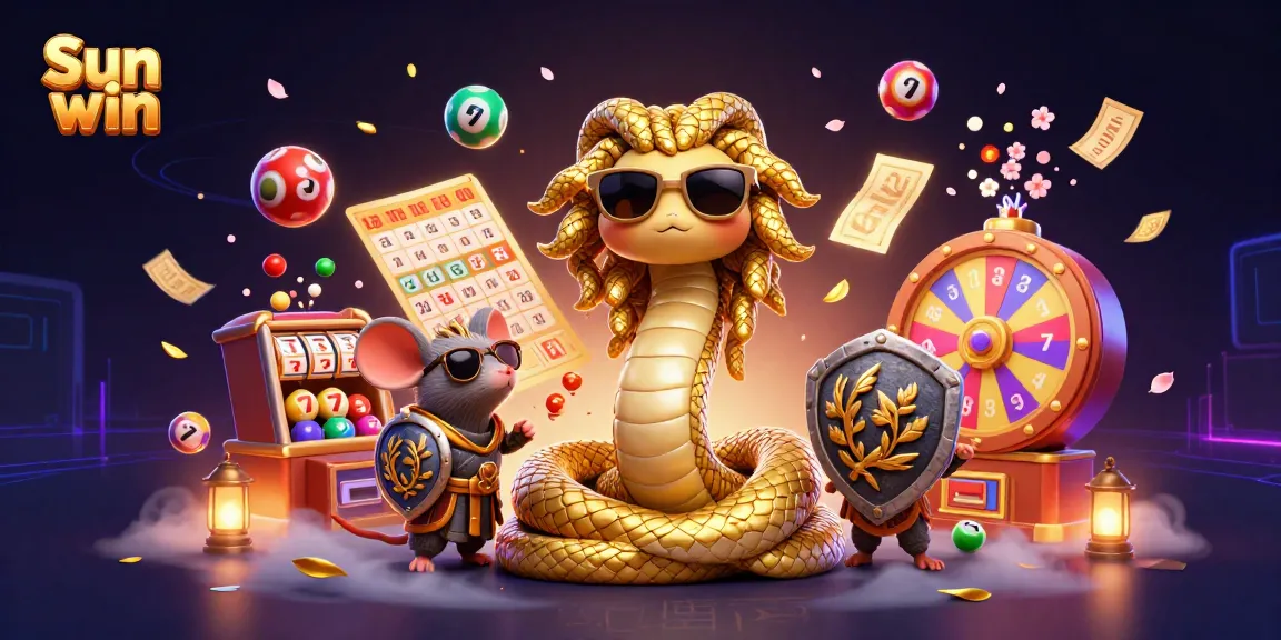 Experience the excitement of Sun win with vibrant lottery balls, prize wheels, and casino fun!