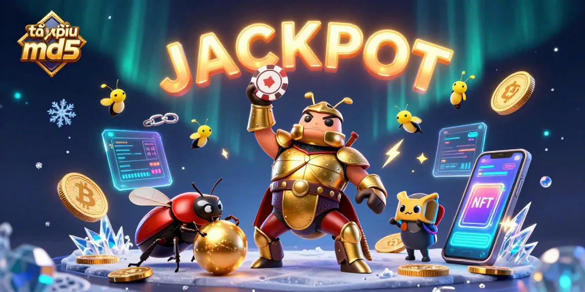 Engage in thrilling moments at tài xỉu md5 with vibrant 3D characters celebrating a jackpot.