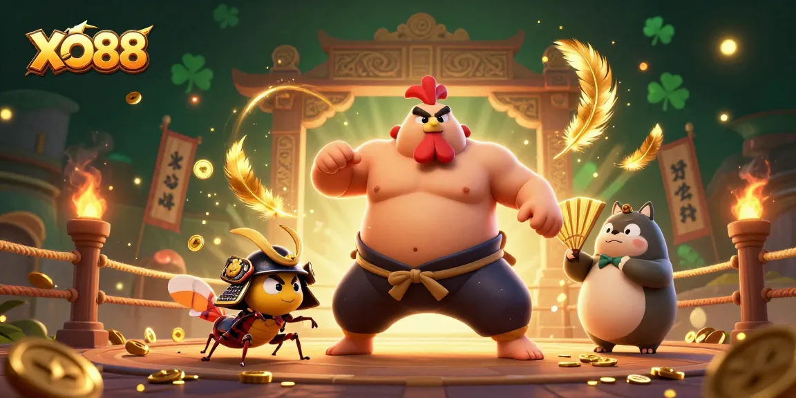 Win big with XO88 in this vibrant 3D casino scene featuring fierce fighters!