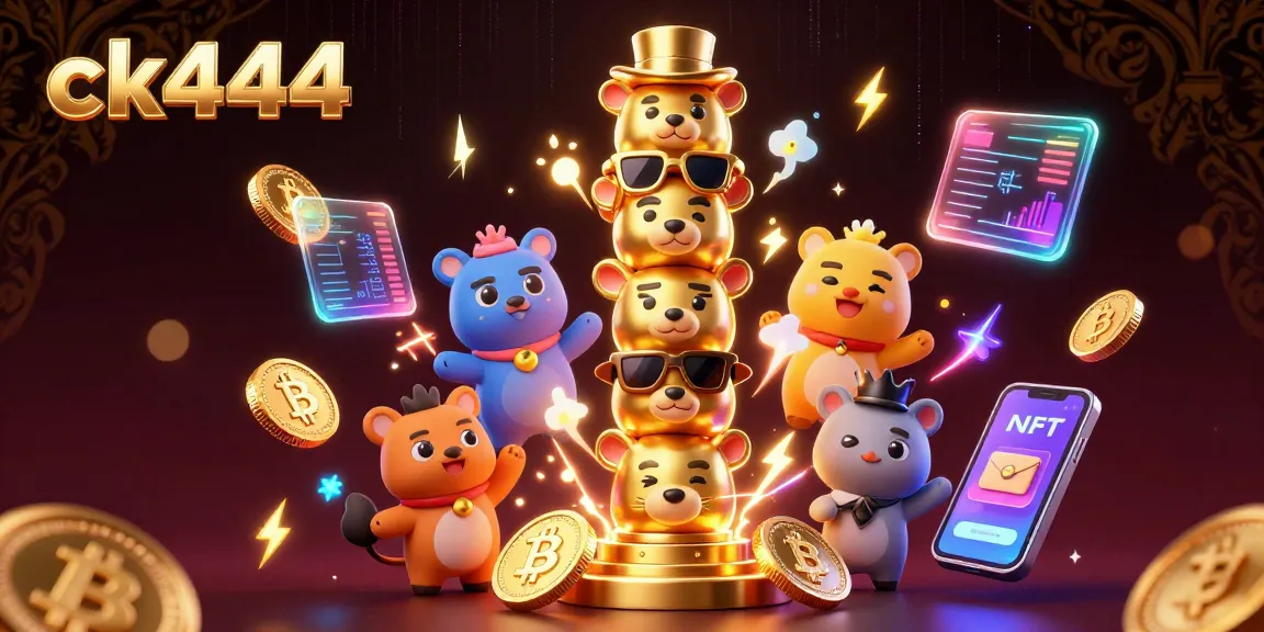 Engage with ck444 at a vibrant online casino adventure filled with animated totems and crypto elements.