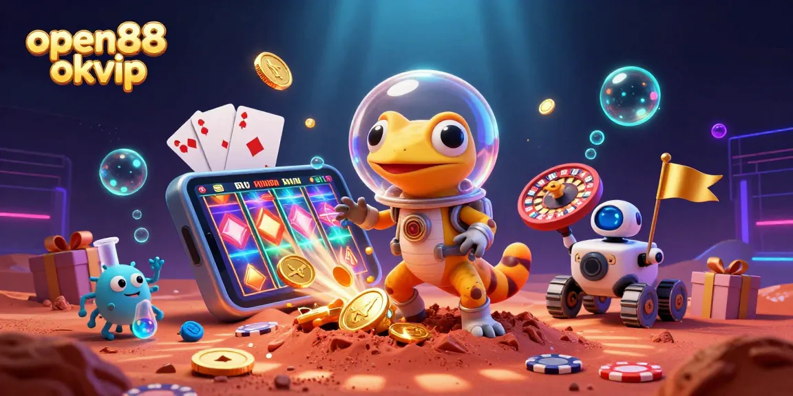 Experience excitement at open88 okvip with a vibrant Martian scene celebrating casino gaming.
