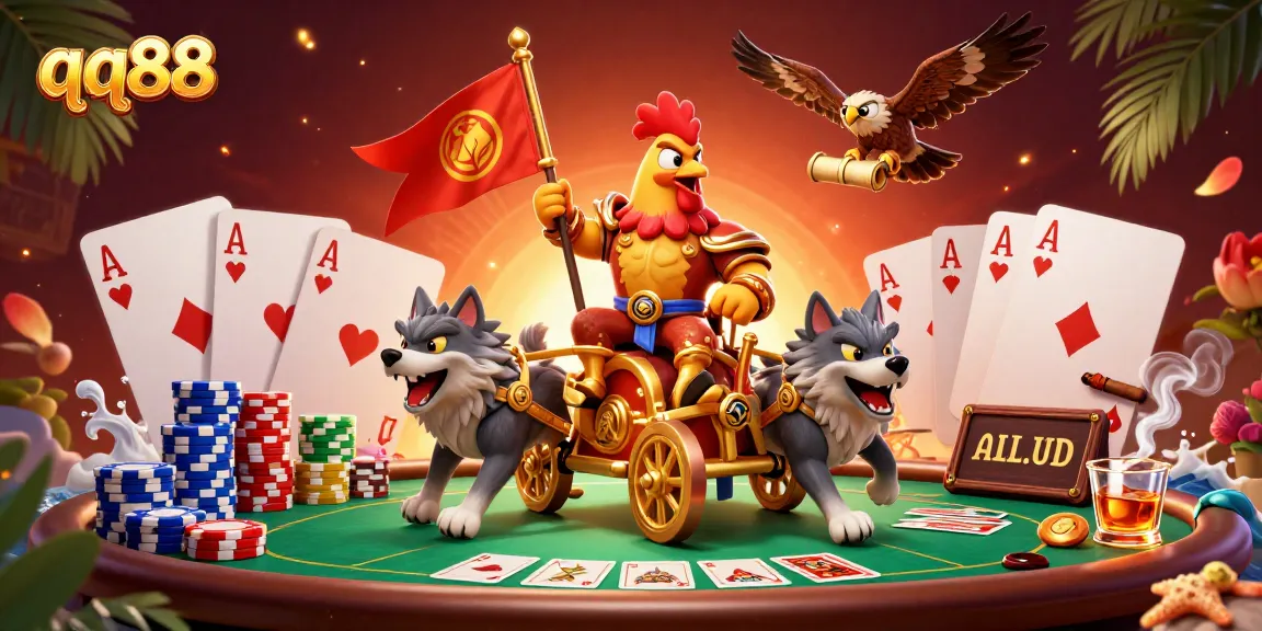 Engage in thrilling qq88 adventures with a dynamic 3D casino scene packed with poker action.