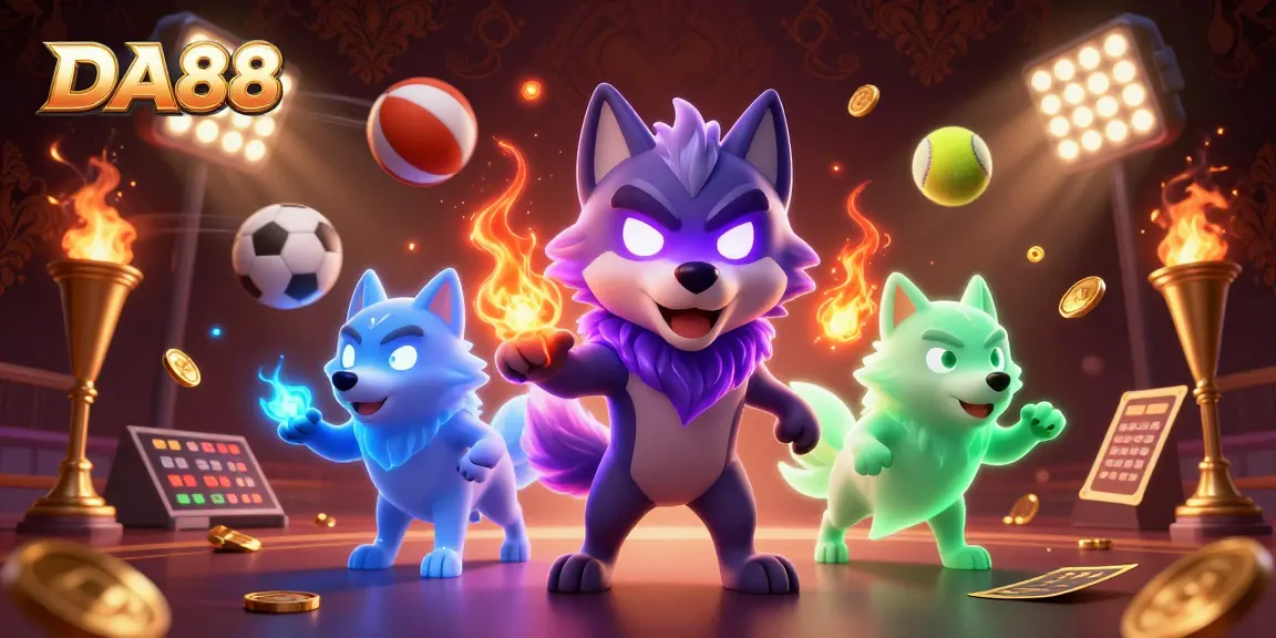 Engage in vibrant DA88 gaming with a powerful cartoon wolf pack leading thrilling sports action.