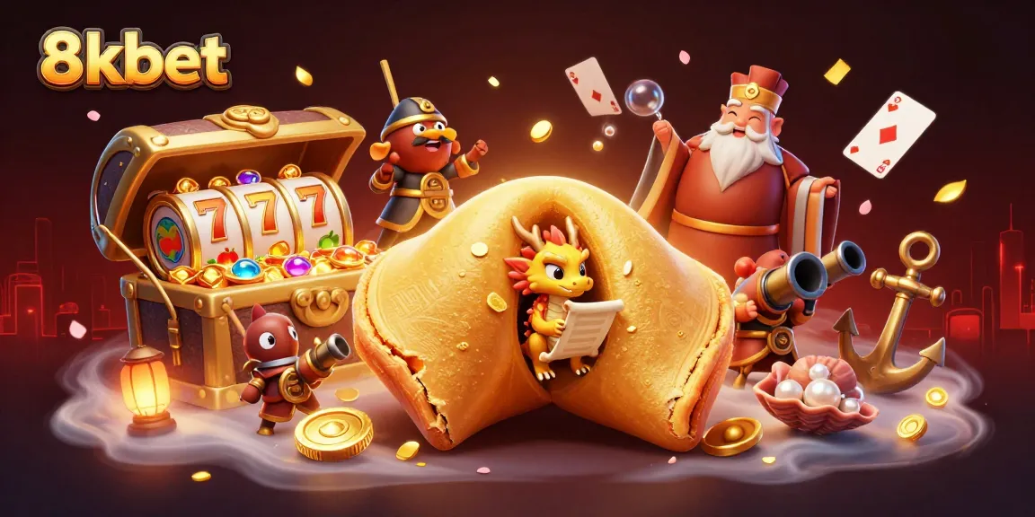Engage in thrilling gameplay with 8kbet: a golden fortune cookie scene of luck and fortune.
