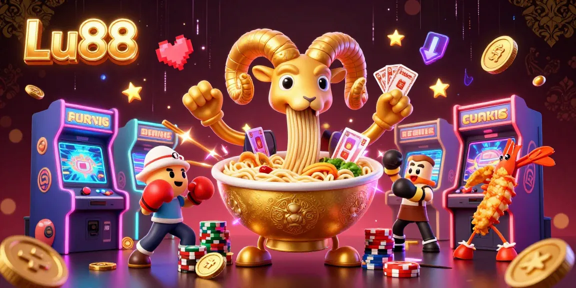 Engage with Lu88's vibrant casino scene featuring energetic characters and dynamic gaming elements.