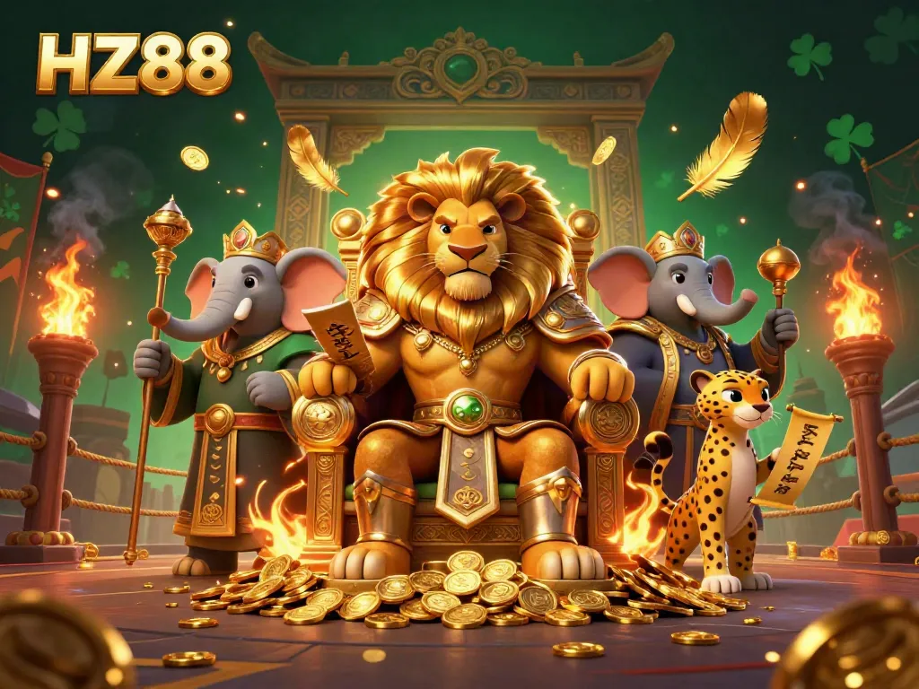 Join HZ88 for an immersive gaming adventure with fierce lion king and wise elephant.