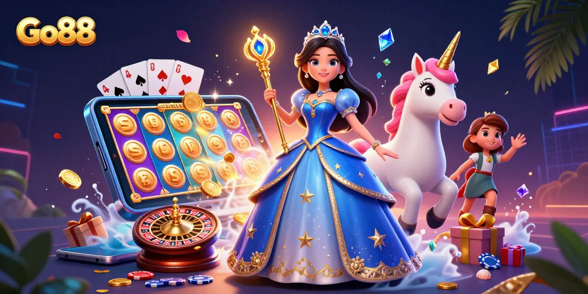 Experience the thrill of Go88 online casino with vibrant characters and gaming elements.