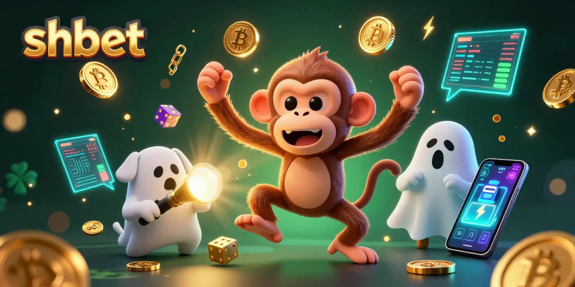 Experience the thrilling world of shbet as a mischievous poltergeist monkey juggles golden casino items amidst an exciting atmosphere.
