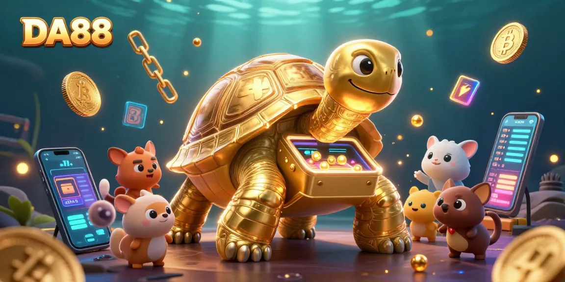 Engage in thrilling gameplay at DA88 with an ultra-detailed illustration of a golden tortoise pinball machine.