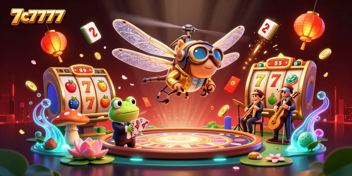 Spin the slots at 7c7777, a vibrant casino scene featuring engaging characters and rich game elements.
