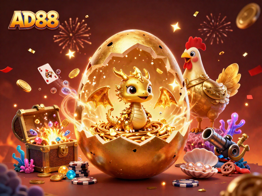 Experience the excitement of AD88 in a vibrant casino-themed digital world.
