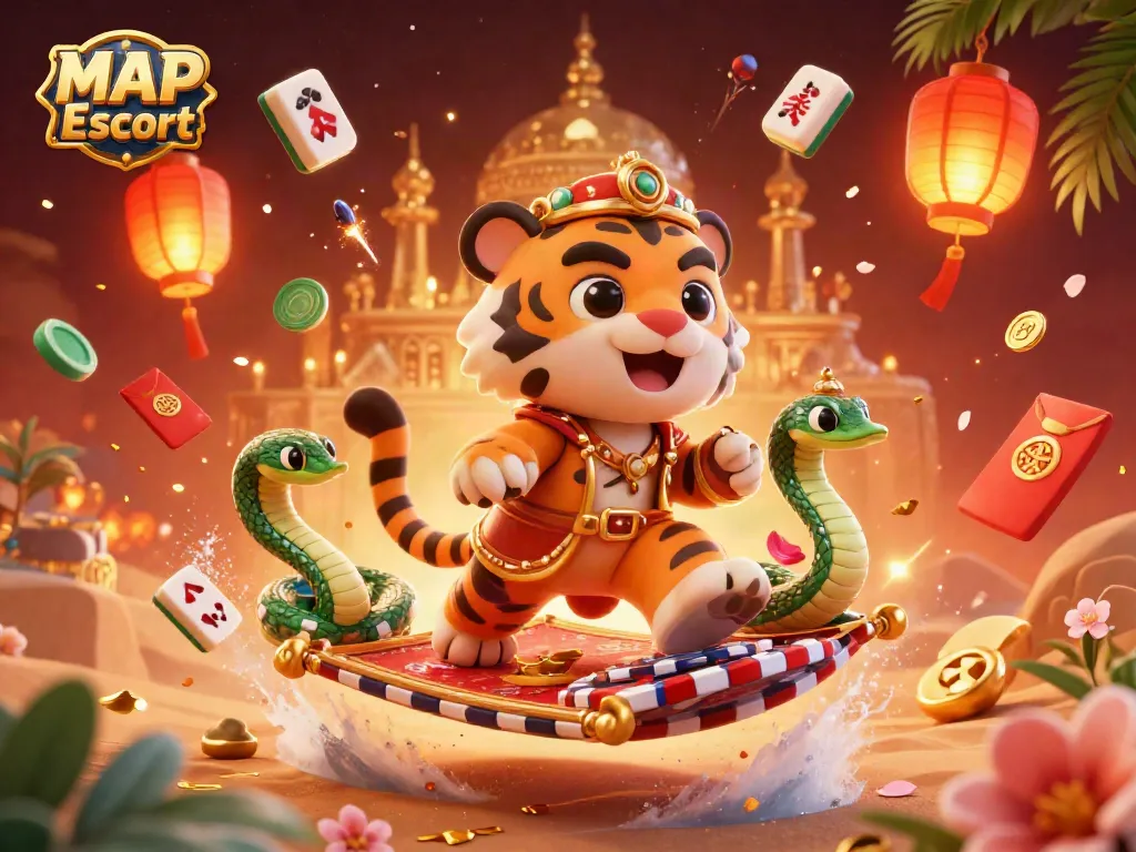Experience the thrill of MAP Escort with a vibrant casino scene featuring rich gambling elements and a majestic sultan.