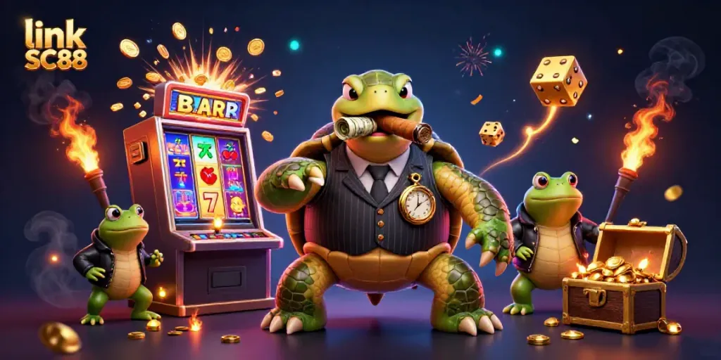 Experience exhilarating gameplay with the link SC88, featuring a lively casino atmosphere with vibrant characters.